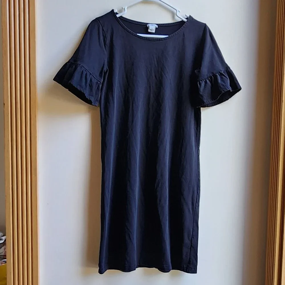 J.Crew Black Ruffled Short Sleeve Dress Size XS